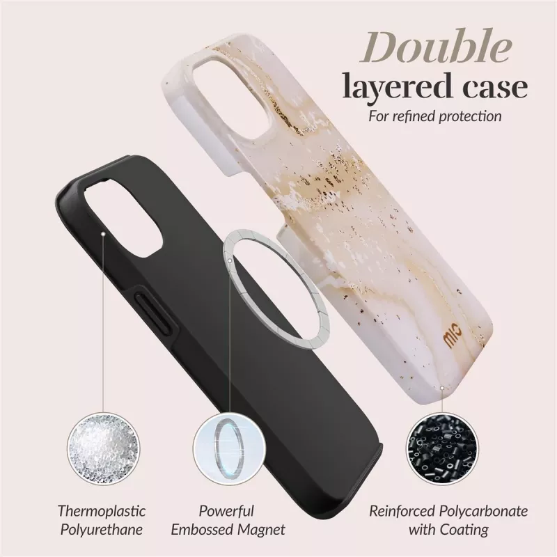 MIO Gold Marble Magsafe Compatible Case for iPhone 16 Pro Max