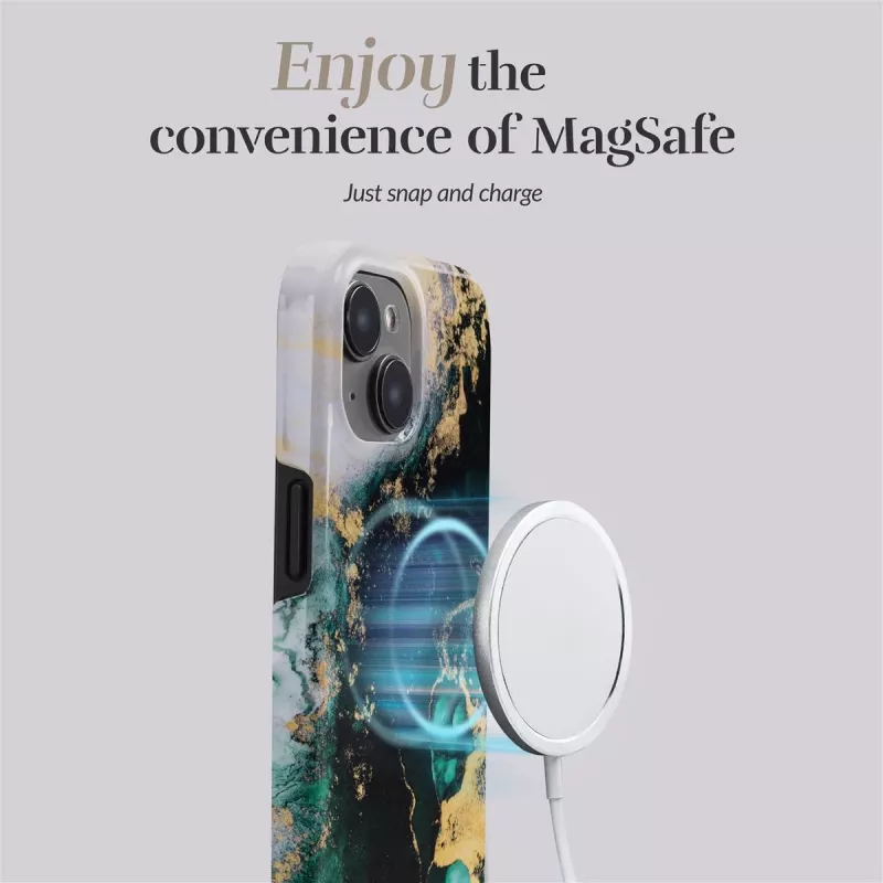 MIO Green Marble Magsafe Compatible Case for iPhone 16 Plus