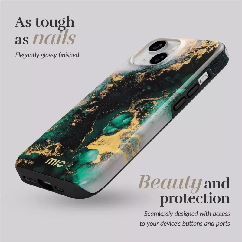 MIO Green Marble Magsafe Compatible Case for iPhone 16 Pro