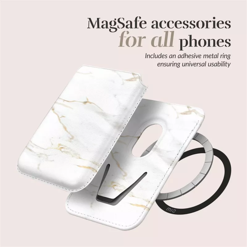 MIO White Marble Magsafe Case Compatible Card Holder