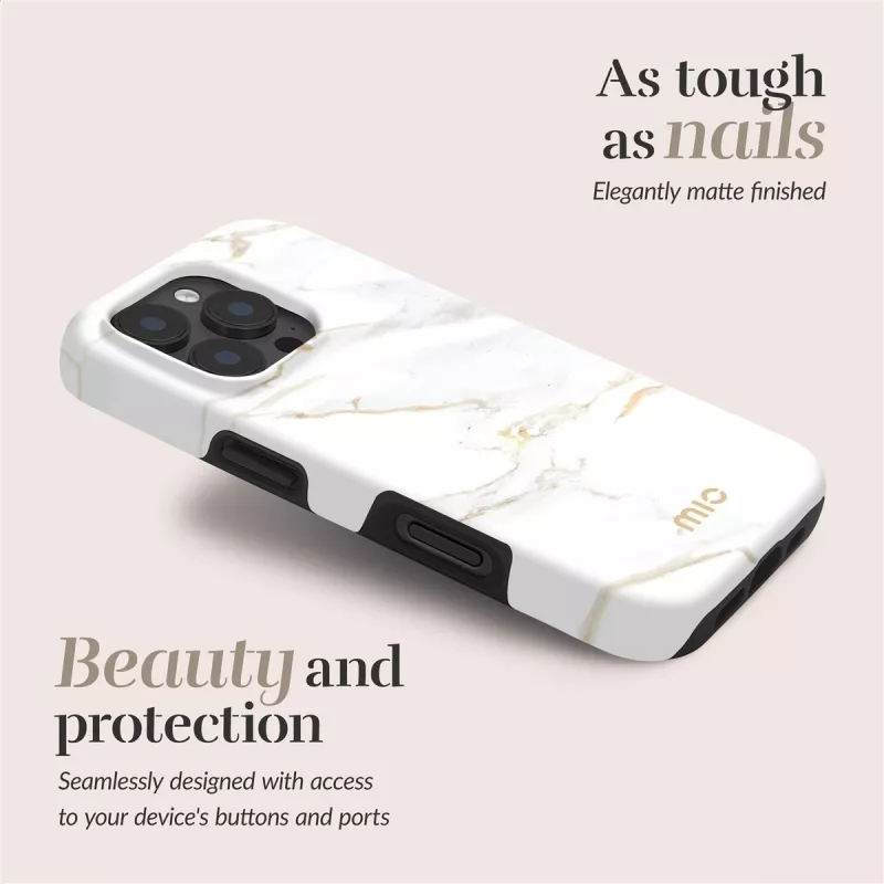 MIO White Marble Magsafe Case Compatible for iPhone 16 Plus