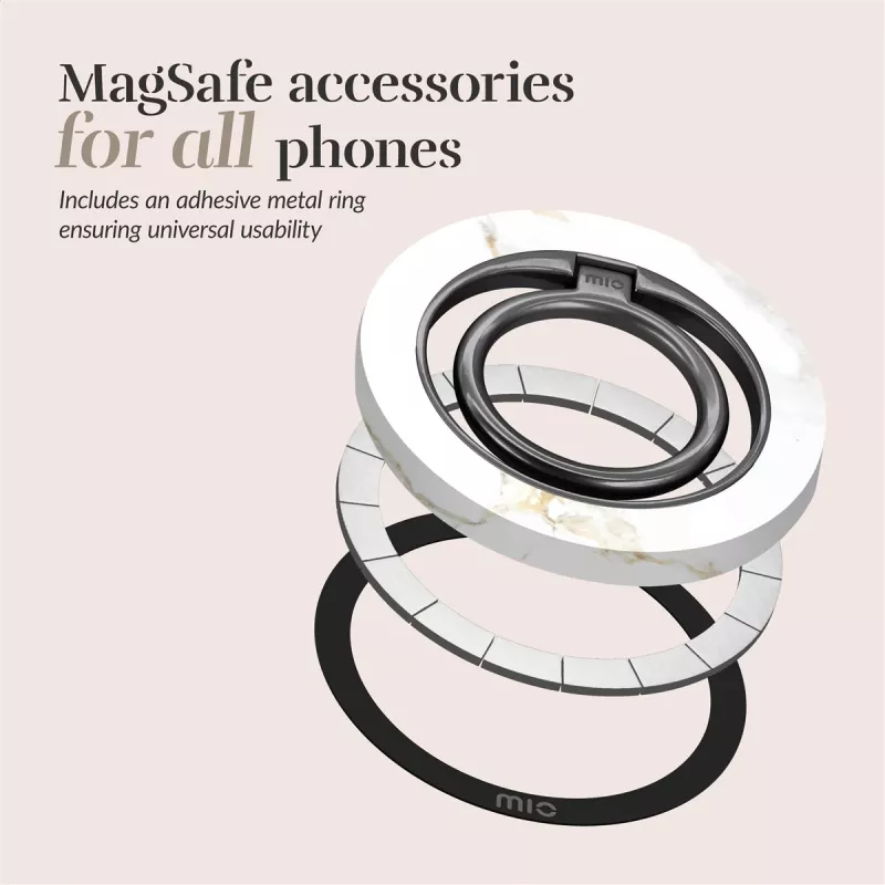 MIO White Marble Magsafe Case Compatible Ring Holder