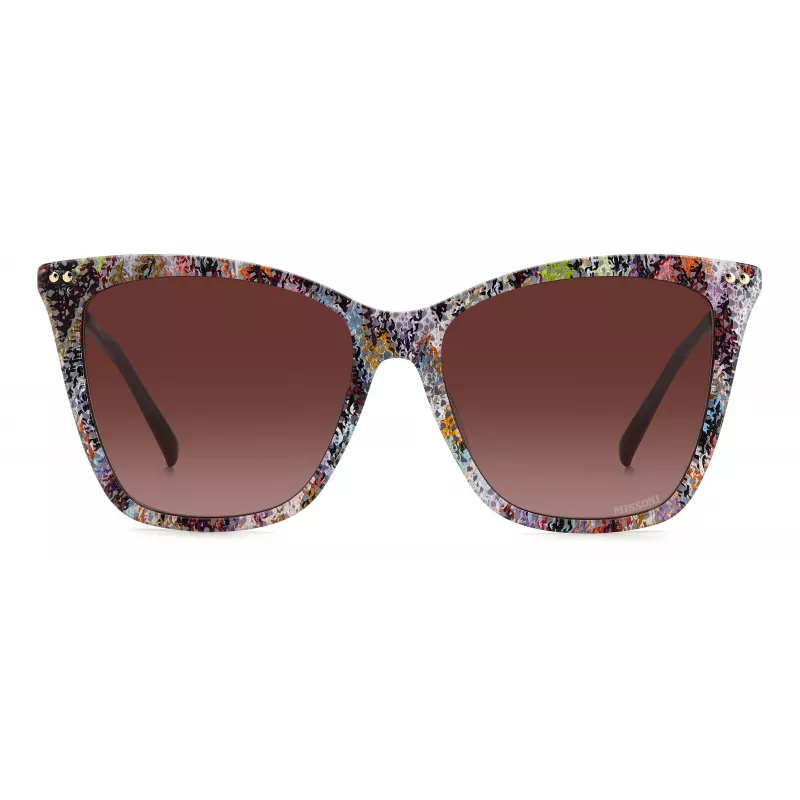MISSONI Women's Butterfly Sunglasses MIS0106SX193X - Brown Patterned Acetate Frame, Brown Gradient Lenses, UV400 Protection