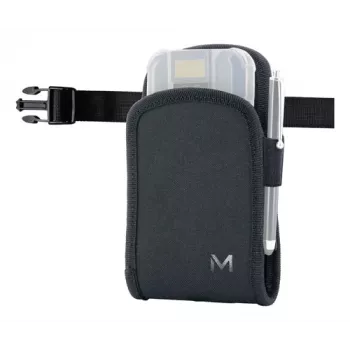 MOBILIS HOLSTER BASIC - Size S + Belt | Universal Small Device Pouch with Belt Clip & Loop, Black Nylon, Velcro Flap