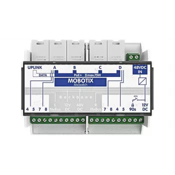 MOBOTIX MX-SWITCH1 - Network Switch - 4 x 10/100 (PoE+) - DIN Rail