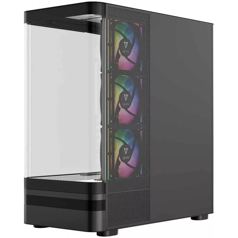 MODECOM Volcano AQ100 ARGB Midi Tower PC Case - Black