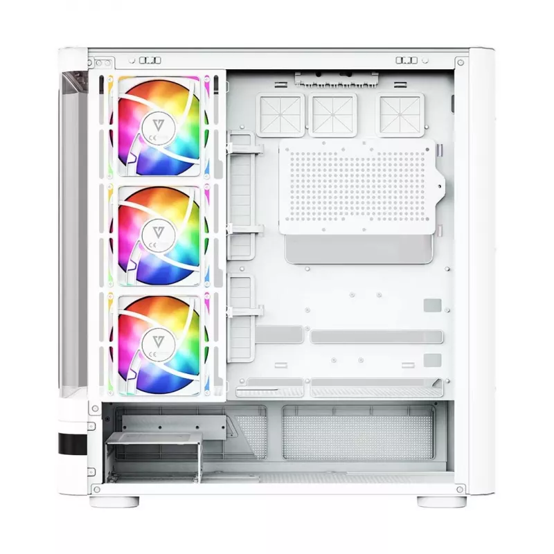 MODECOM Volcano AQ100 ARGB Midi Tower White - Tempered Glass, 4x 120mm ARGB Fans, ATX/Micro-ATX/Mini-ITX