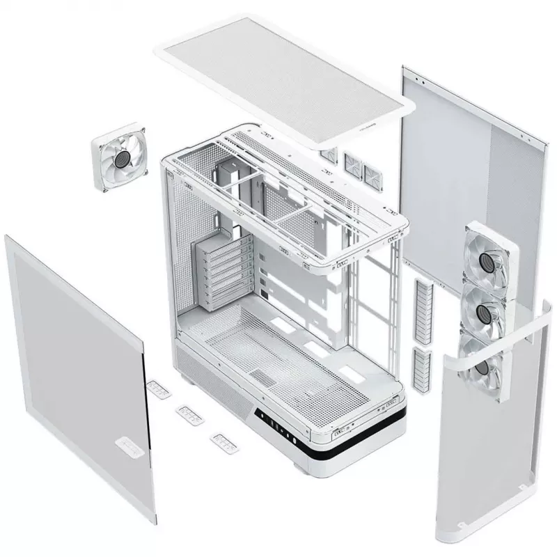 MODECOM Volcano AQ100 ARGB Midi Tower White - Tempered Glass, 4x 120mm ARGB Fans, ATX/Micro-ATX/Mini-ITX