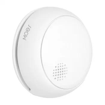 MOES SSD01 ZigBee Smart Photoelectric Smoke Detector with 85dB Siren, Tuya App Alerts, CR123A Battery Powered, White