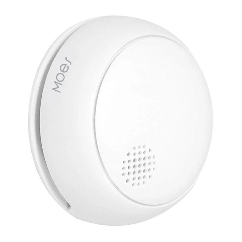 MOES SSD01 ZigBee Smart Photoelectric Smoke Detector with 85dB Siren, Tuya App Alerts, CR123A Battery Powered, White