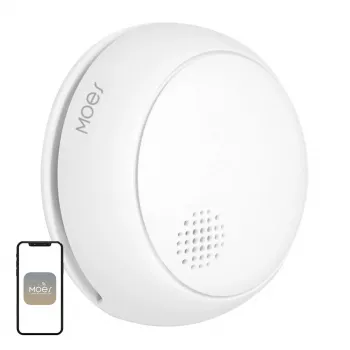 MOES SSD01 ZigBee Smart Photoelectric Smoke Detector with 85dB Siren, Tuya App Alerts, CR123A Battery Powered, White
