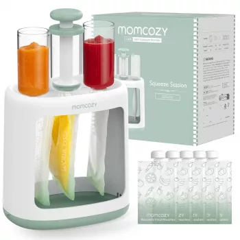 MOMCOZY 5-in-1 Baby Food Maker with 600ml Tritan Jar, 300W Steamer and 120W Blender, Touchscreen LCD, BPA-Free, 120V