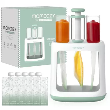 MOMCOZY 5-in-1 Baby Food Maker with 600ml Tritan Jar, 300W Steamer and 120W Blender, Touchscreen LCD, BPA-Free, 120V