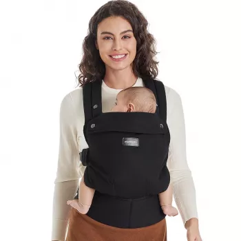 Momcozy BC001 Soft Structured Baby Carrier with Detachable Hip Seat, Black, 0-36 Months, 3.5-20 kg