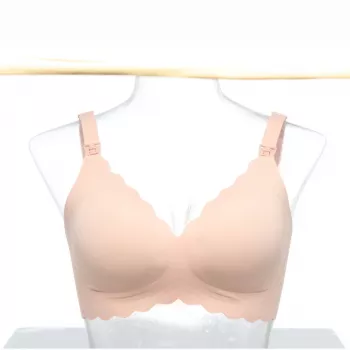 Momcozy YN46 Seamless Support Floral Nursing Bra Push-up Beige Size M
