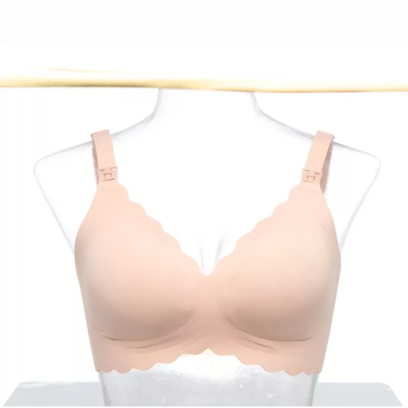 Momcozy YN46 Seamless Support Floral Nursing Bra Push-up Beige Size M