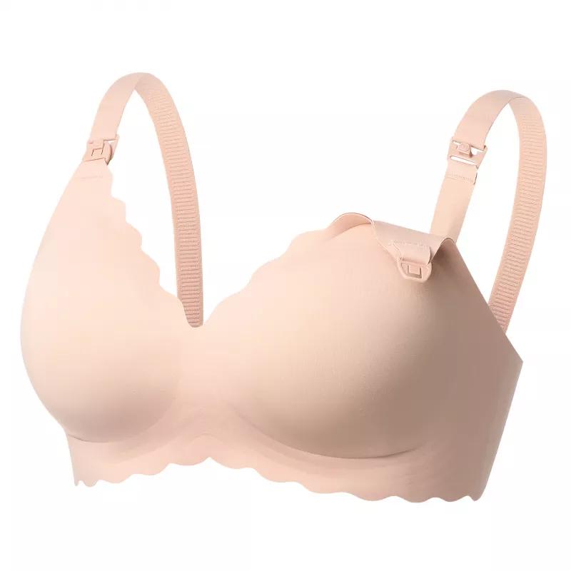 Momcozy YN46 Seamless Support Floral Nursing Bra Push-up Beige Size M