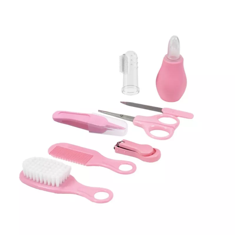 MOMINI Baby Care Kit Pinky - 10-Piece Newborn Grooming Set with Travel Case
