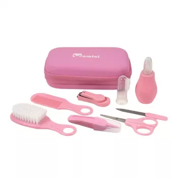 MOMINI Baby Care Kit Pinky - 10-Piece Newborn Grooming Set with Travel Case