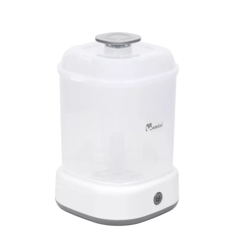 Momini Bottle Steriliser QuickSteam - Electric Steam Sterilizer for 6 Baby Bottles, 8-Minute Cycle, Automatic Shut-Off, BPA-Free