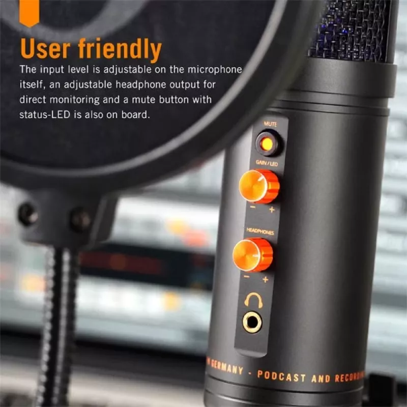 Monkey Banana MICO BK USB Condenser Microphone for Studio and Podcasting