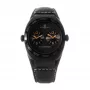 MONTRES DE LUXE Unisex Analog Quartz Watch 09BK-3002 40mm Stainless Steel Case Black Leather Strap