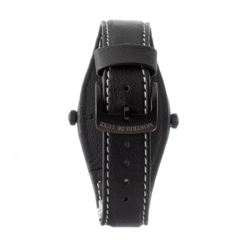 MONTRES DE LUXE Unisex Watch 09BK-3003 40mm Quartz Analog Stainless Steel Leather Black