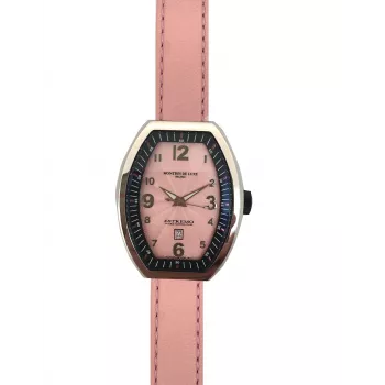 MONTRES DE LUXE Women's 09EX-L/A8303 Quartz Analog Watch 35mm Stainless Steel Case Black Leather Strap Silver Dial