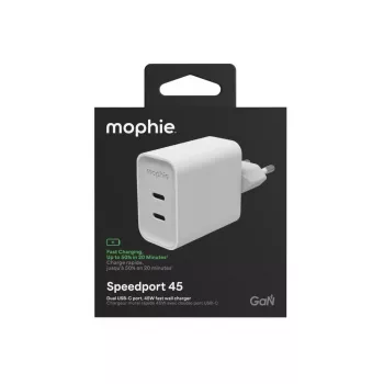 Mophie ROC GaN 45W Dual USB-C Wall Charger - White