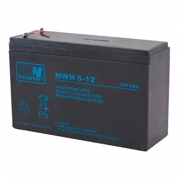 MPL Power Elektro MWH 5-12L UPS Battery Lead-Acid Accumulator VRLA AGM Maintenance-Free 12V 6Ah Black