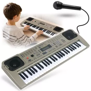 MQ 807 USB Electronic Educational Keyboard, 61 Keys, 16 Tones, 10 Rhythms, Grey