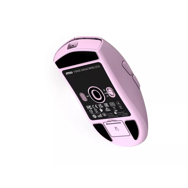 MSI FORGE GM340 W Lightweight Gaming Mouse with PixArt PAW-3311 Sensor, Up to 12,000 DPI, Tri-Mode Wireless (2.4GHz/Bluetooth/USB-C), Violet