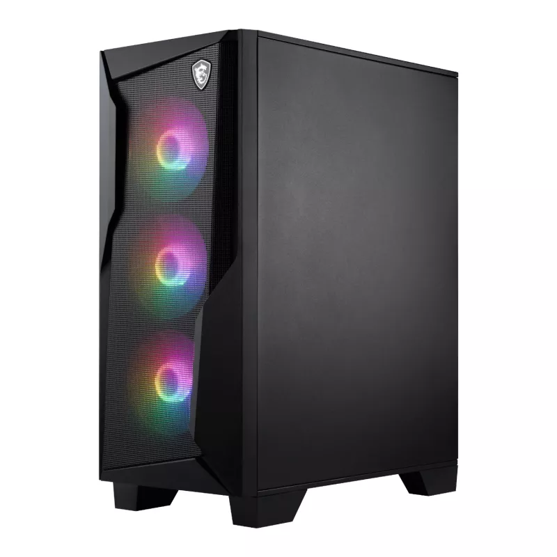 MSI MAG FORGE 130A Airflow ATX Mid-Tower Gaming Chassis - Black, Tempered Glass, 4x ARGB Fans