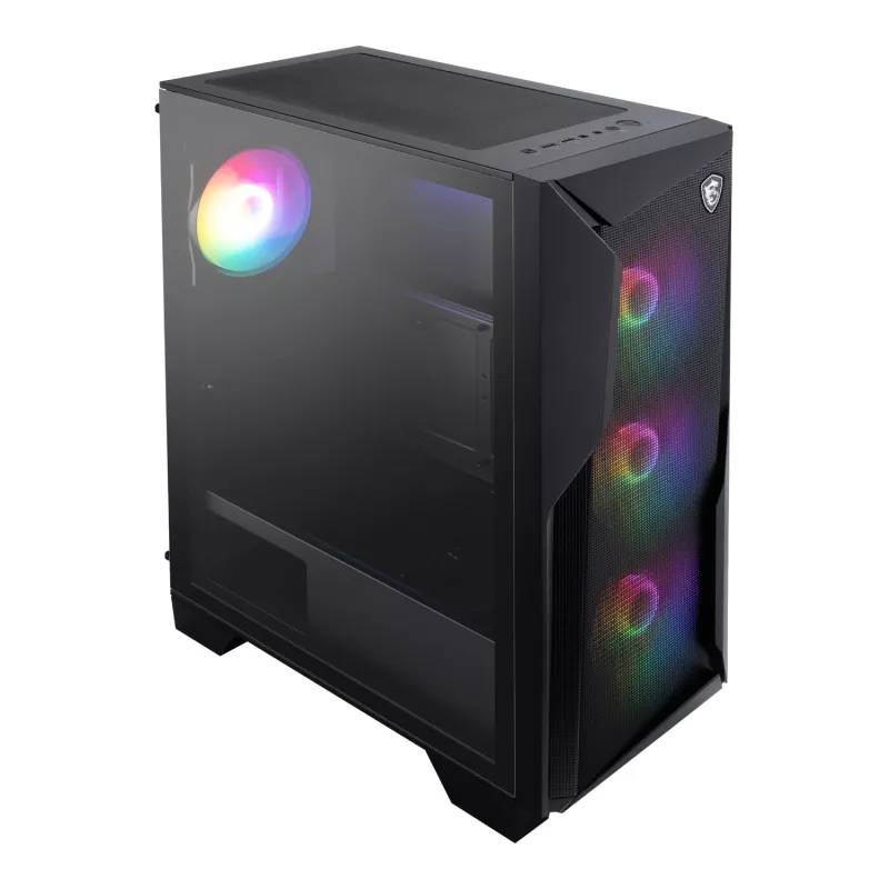 MSI MAG FORGE 130A Airflow ATX Mid-Tower Gaming Chassis - Black, Tempered Glass, 4x ARGB Fans