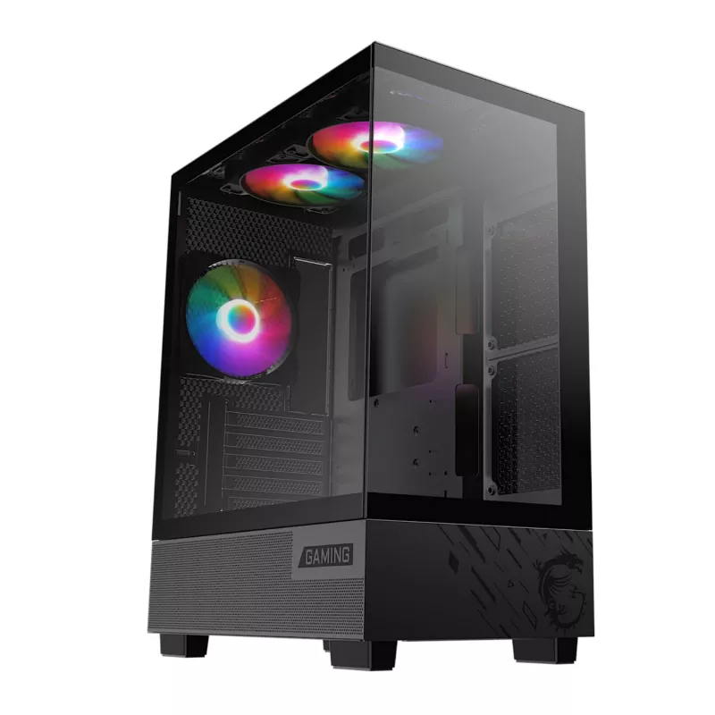 MSI PAG PANO M110A Micro-ATX Gaming Chassis – Black, Tempered Glass, 4x ARGB Fans