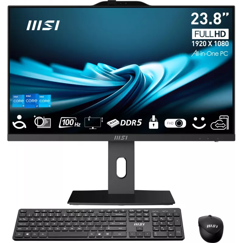 MSI PRO AP242P 14M-1096XEU All-in-One PC, 23.8 inch FHD IPS, Intel Core i7-14700, 16GB RAM, 1TB SSD, Wi-Fi 6E, No OS, Black