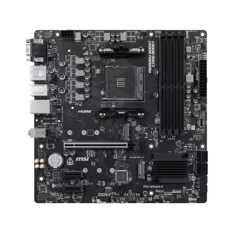 MSI PRO B550M-P Motherboard, AMD AM4, B550, Micro-ATX, 4x DDR4, 128GB Max, Dual M.2, Gigabit LAN