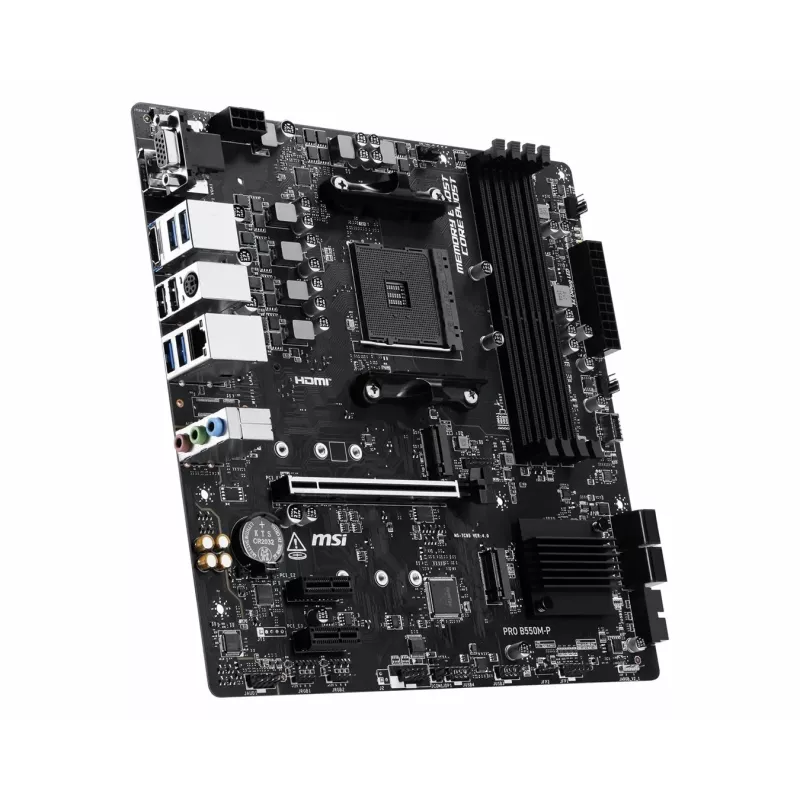 MSI PRO B550M-P Motherboard, AMD AM4, B550, Micro-ATX, 4x DDR4, 128GB Max, Dual M.2, Gigabit LAN