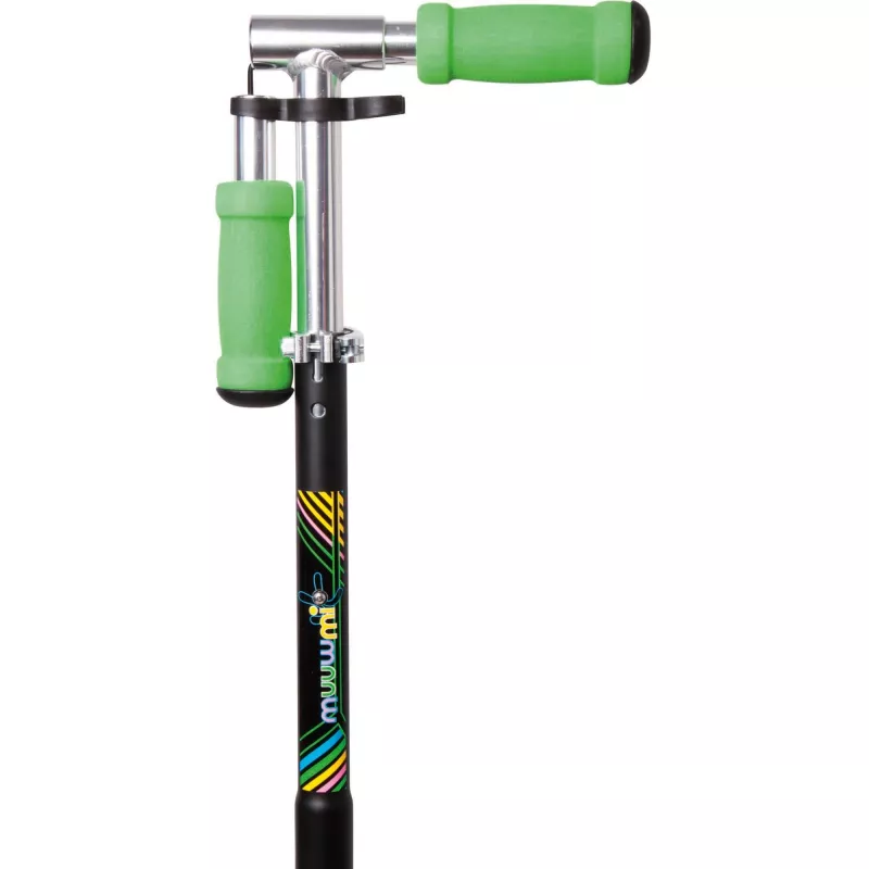 MUUWMI AU 102 Aluminium Kick Scooter Neon 125 mm with LED Light-Up Wheels, Foldable, ABEC 5 Bearings, Max 50 kg, Neon Green/Black