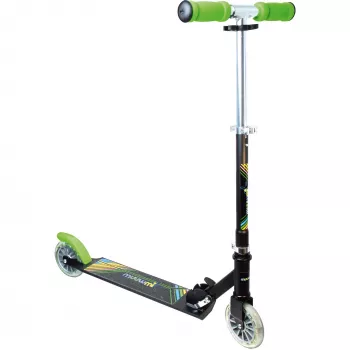 MUUWMI AU 102 Aluminium Kick Scooter Neon 125 mm with LED Light-Up Wheels, Foldable, ABEC 5 Bearings, Max 50 kg, Neon Green/Black