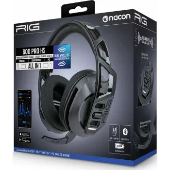 NACON RIG 600 PRO HS Wireless Gaming Headset 2.4GHz/Bluetooth 5.1, 40mm, 24h Battery, Black