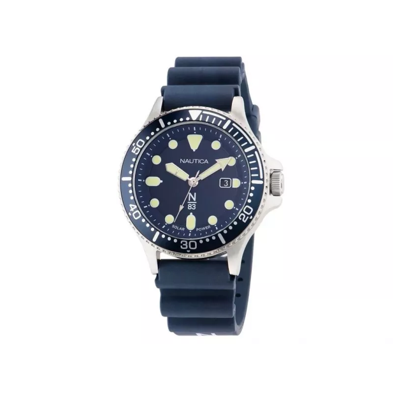 Nautica Coral Bay Men's Dive Watch NAPCBS304 43mm Blue Silicone Strap