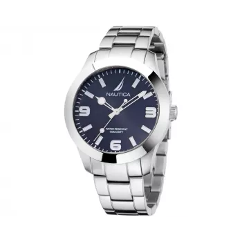NAUTICA Men's NAPPBF201 Quartz Analog Watch with Blue Dial and Blue Silicone Band, 42mm