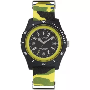 NAUTICA Men's NAPSRF007 Dive-Inspired Quartz Watch, Blue Dial, Blue Silicone Band, 46mm