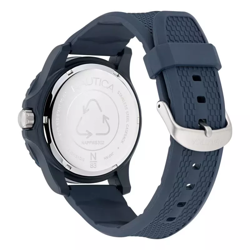 Nautica Men's Quartz Chronograph Watch NAPFWS302 45mm Blue Dial Silicone Strap