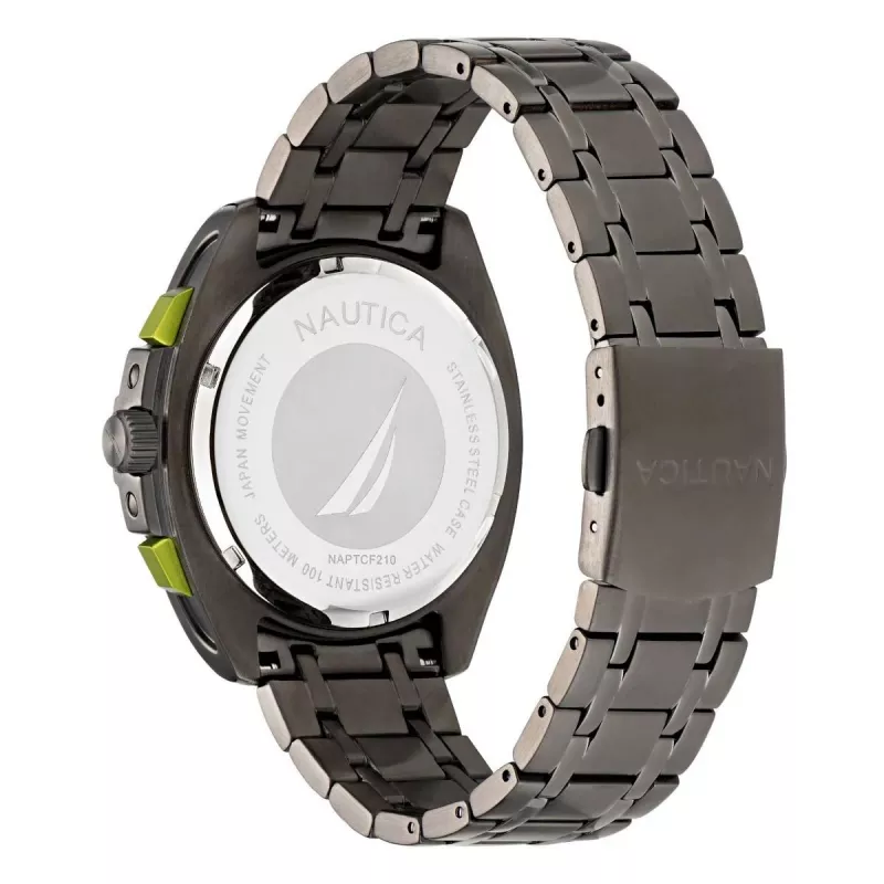 Nautica Men's Quartz Watch NAPTCF210 44mm Stainless Steel Blue Dial Silicone Strap