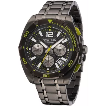 Nautica Men's Quartz Watch NAPTCF210 44mm Stainless Steel Blue Dial Silicone Strap
