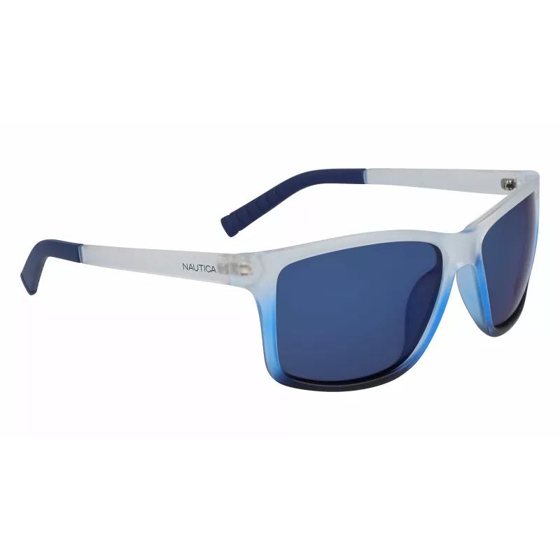 NAUTICA N3644SP-471 Men's Polarized Rectangular Sunglasses Matte Black/Grey 62mm