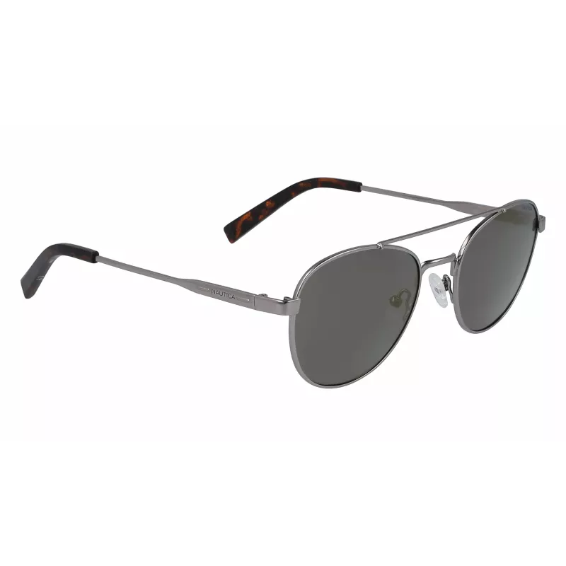 Nautica N4641SP-030 Men's Rectangular Sunglasses, Matte Black Frame, Grey Lenses, 53mm