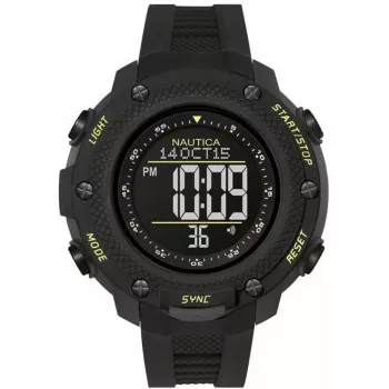 Nautica NAI19523G Men's Quartz Analog Stainless Steel and Silicone Watch, 44 mm, Black Dial, Date